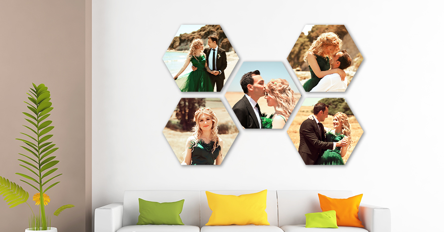 Hexagon photo canvas as wedding gift
