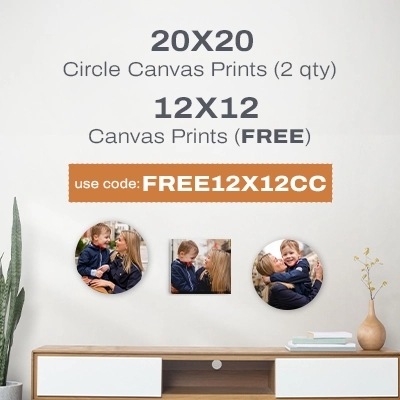 20x20 Circle Canvas Prints (2 qty), 12x12 Circle Canvas Prints (FREE) - Use Code: FREE12X12CC
