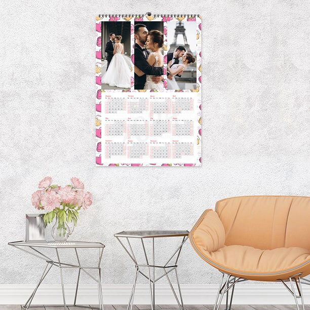 Wedding photo collage printed on large poster calendar